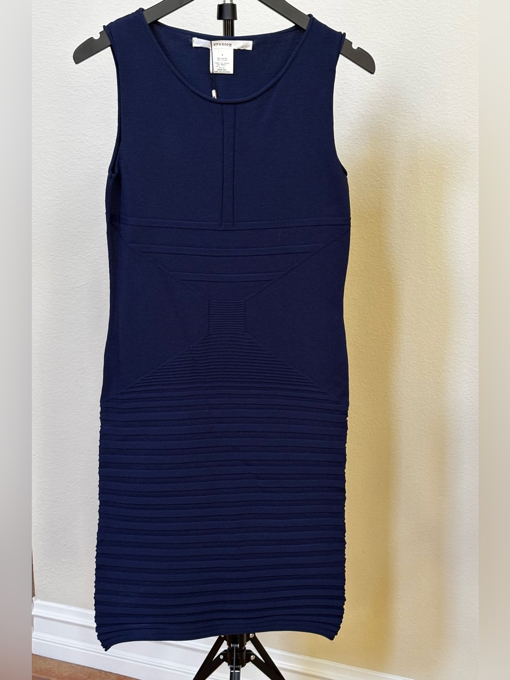 Studio M Navy Ribbed Sleeveless Mini Dress